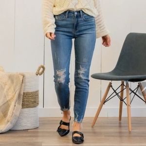 Judy Blue Women's High Waist Skinny Fit Jeans JB8215OMD Size 7/28 medium wash